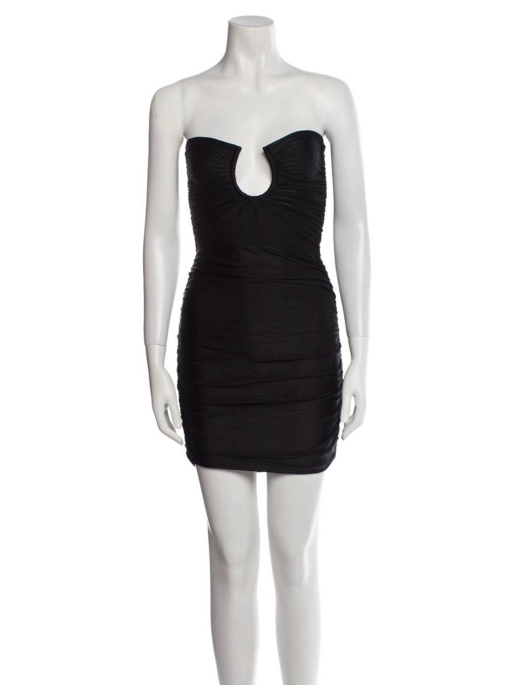 Baobab Collection Black Strapless Keyhole Ruched Mini Dress
